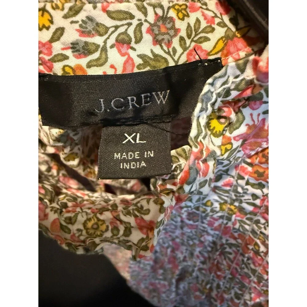 J Crew Pintuck Cotton Poplin Top in Scattered Blooms size XL